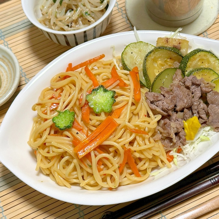 パンイチかんたん、にんじん入ったチャーパゲッティ!